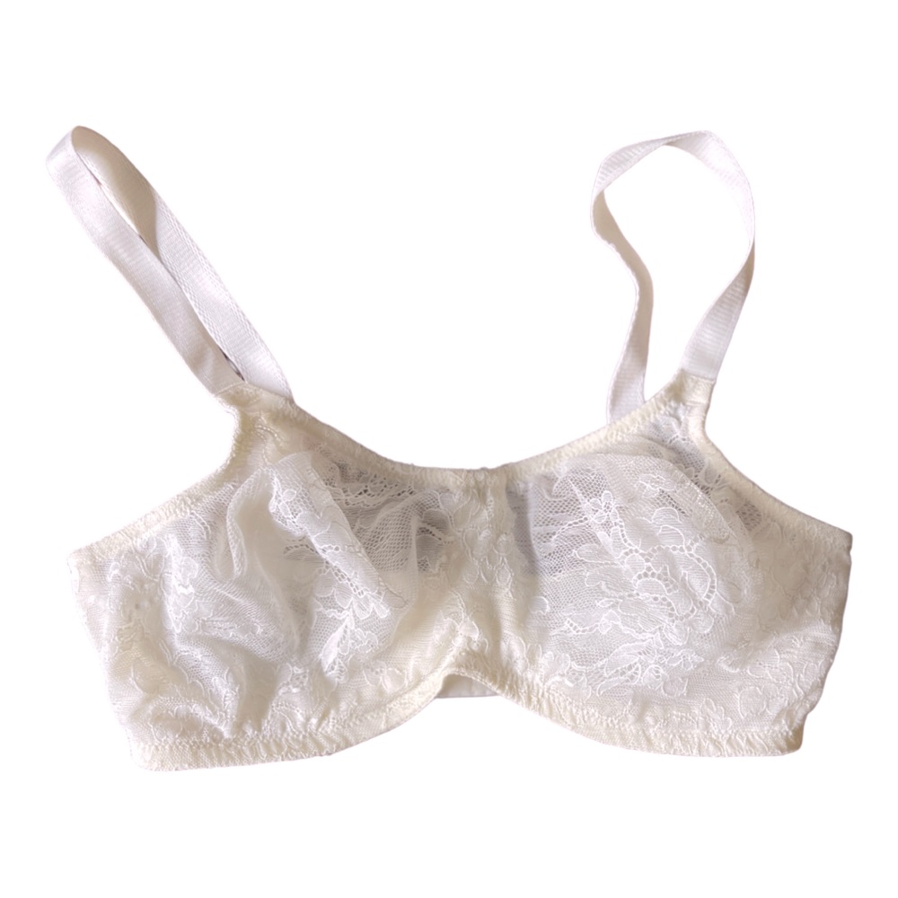 Donna Karen Intimates Semi-Sheer Ivory Cream‎ Lace Underwire Bra 34D